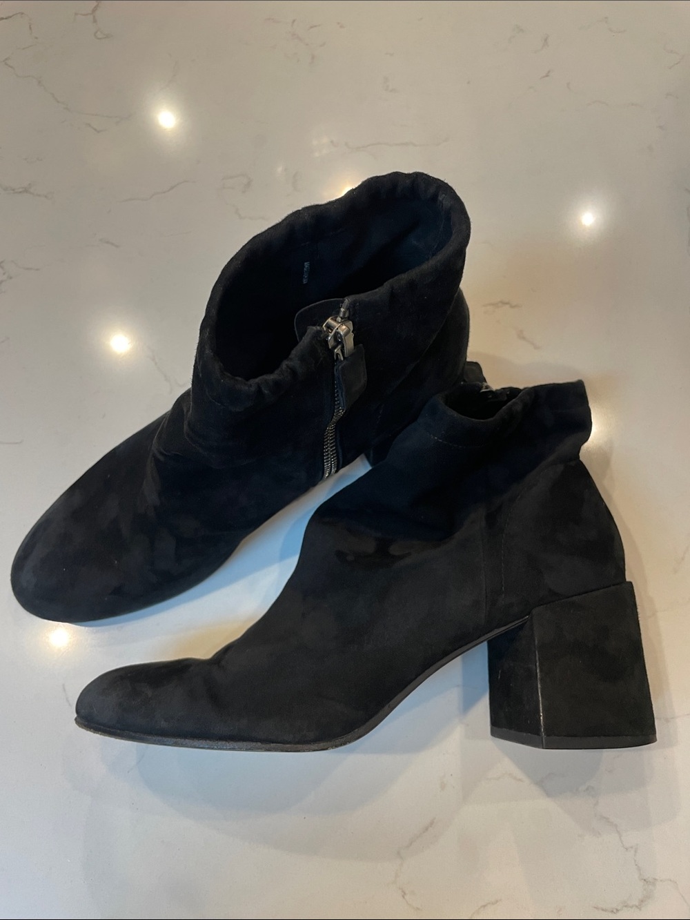 Eileen Fisher Black Suede Ankle Boots with Side Zip 9